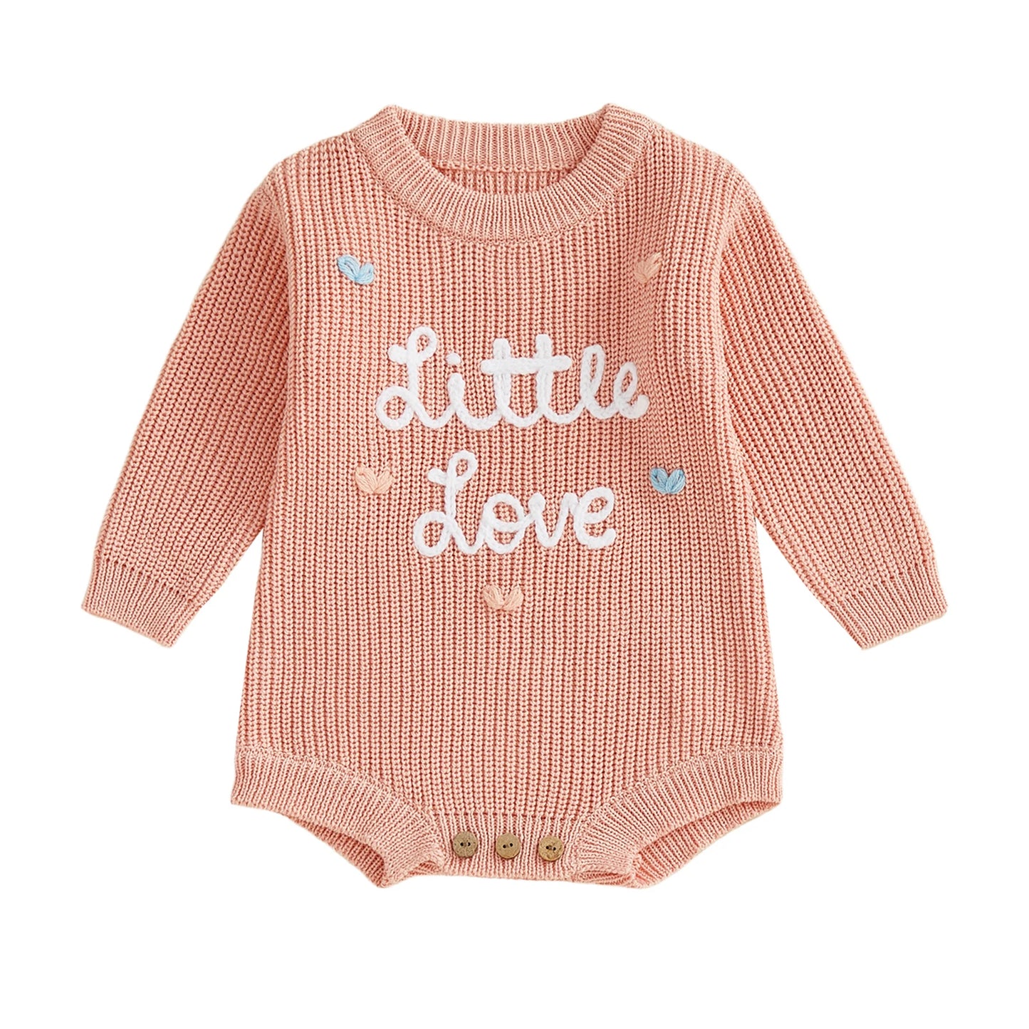 Adorable Toddler Girls Heart Print Knit Romper with Long Sleeves and Round Neckline for Valentine s Day Celebrations