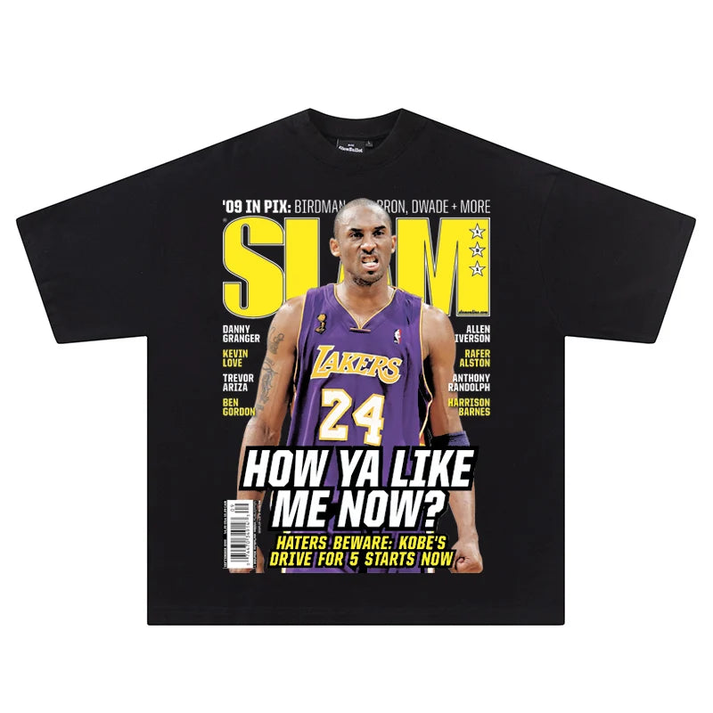 Hip Hop Streetwear Men Tshirts Basketball Star Print T Shirt 100%Cotton Breathable Tees Unisex Oversized Casual Y2K Clothes