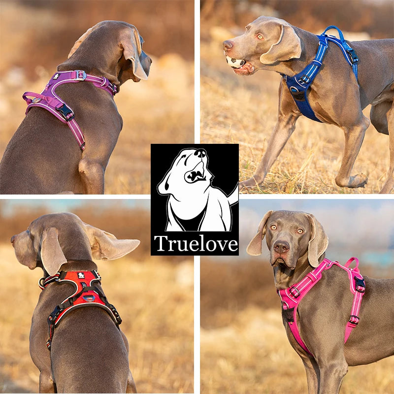 Truelove Pet Reflective Nylon Dog Harness No Pull Adjustable Medium Large Naughty Dog Vest Safety Vehicular Lead Walking Running