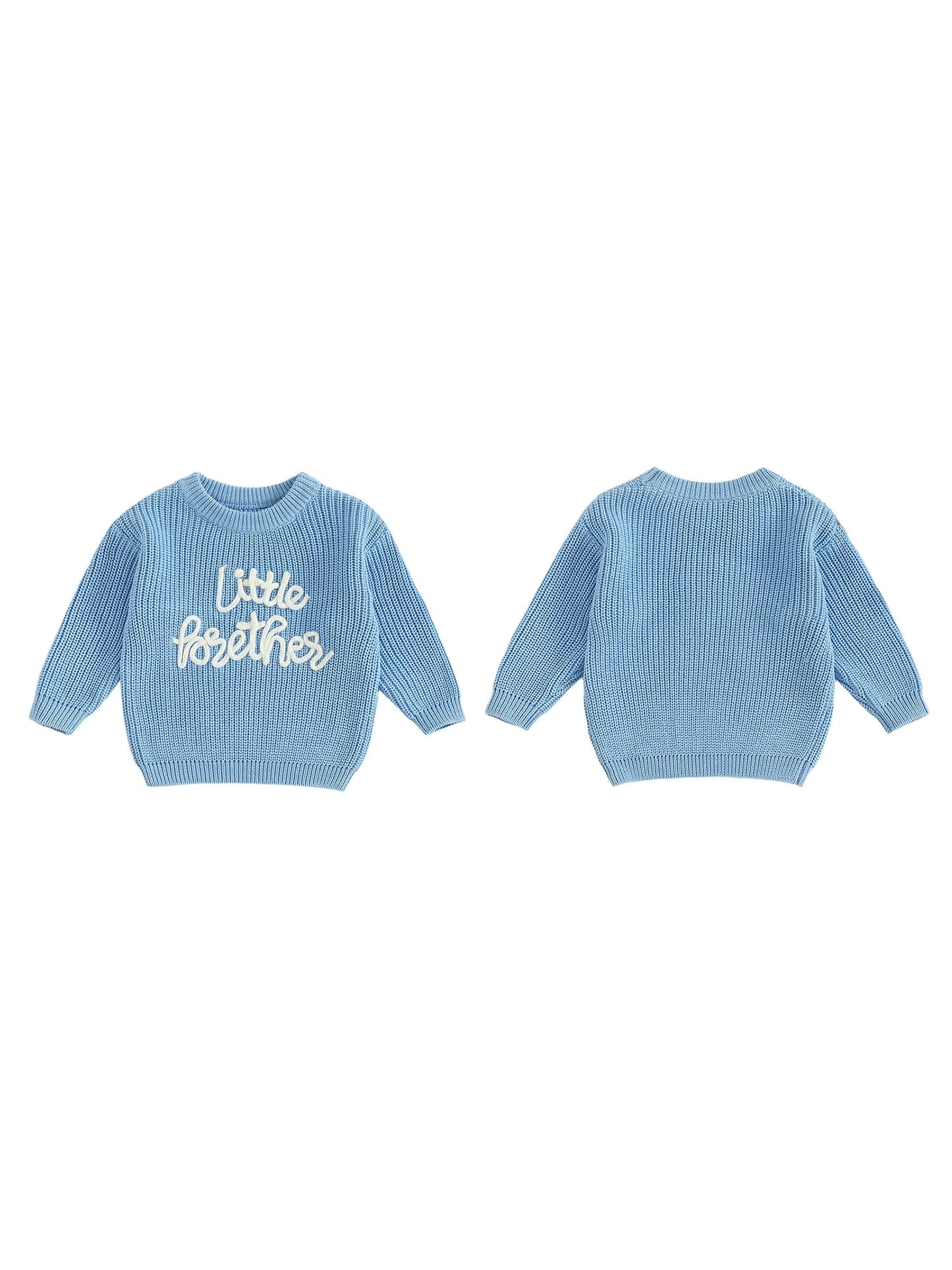 Infant Boy s Pullover Sweater with Long Sleeves Crew Neck and Embroidered Letters - Newborn Knit Top for Fall Winter