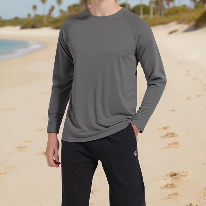 Men s Performance Long Sleeve T-shirts with UPF 50 Sun Protection for Outdoor Activities like Hiking Running and Workouts