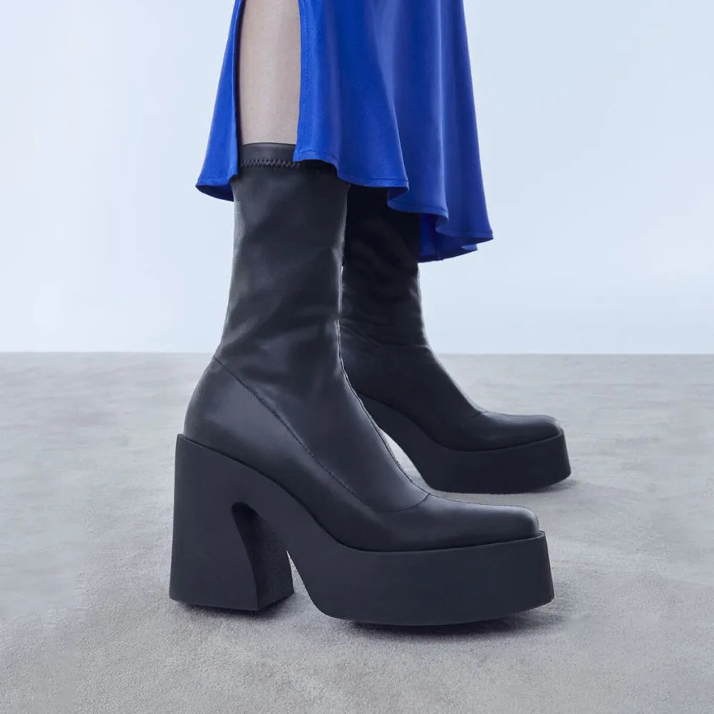 DoraTasia Fashion Charming Gothic Square Toe Shaped Heel Female Ankle Boots Concise Comfort Life Party Christmas Women's Boots