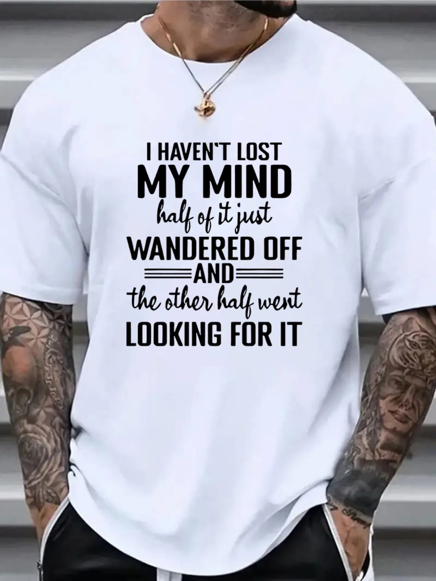 Fashionable Large Size Mens Casual T-shirt Before I Lose My Mind Slogan Print