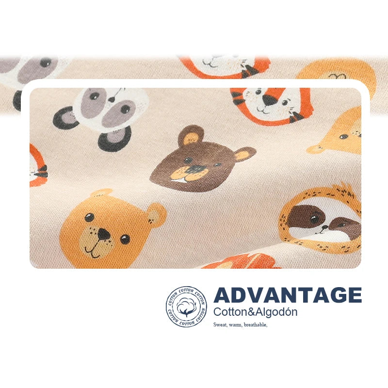 Kiddiezoom Fashion Cartoon 4-piece Summer 100% Cotton Boys and Girls jumpsuit Newborn jumpsuit set