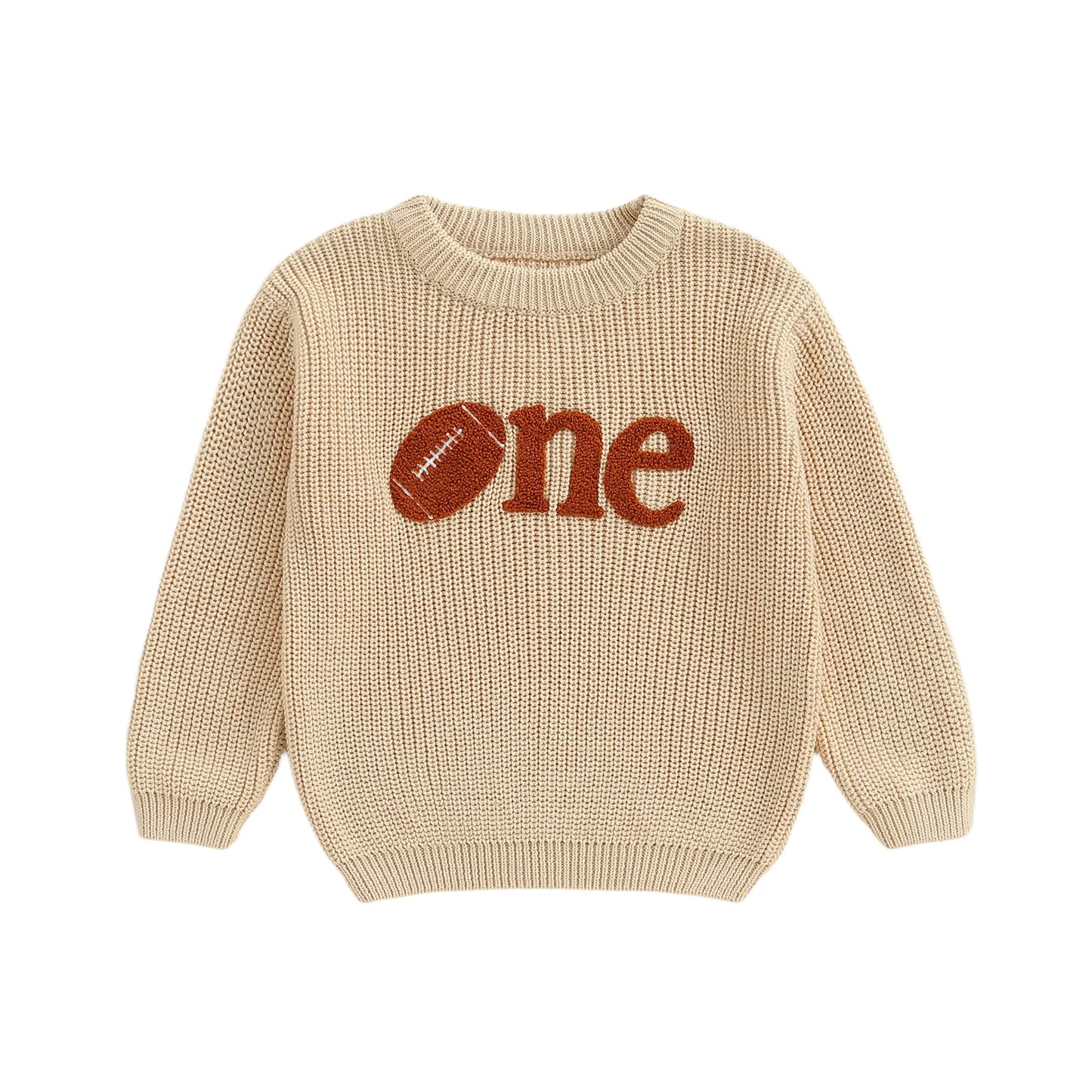 Infant Birthday Pullovers with Long Sleeves and Round Neckline Featuring Football Embroidery Cute Toddler Sweatshirts for