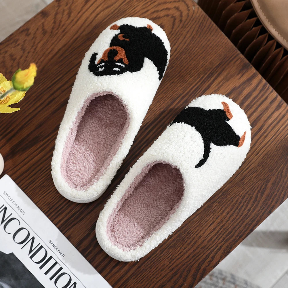 Plush Dachshund Slippers Closed Toe Slippers Comfortable Flat Thermal Slippers Fluffy Home Slippers for Outdoor Indoor Bedroom