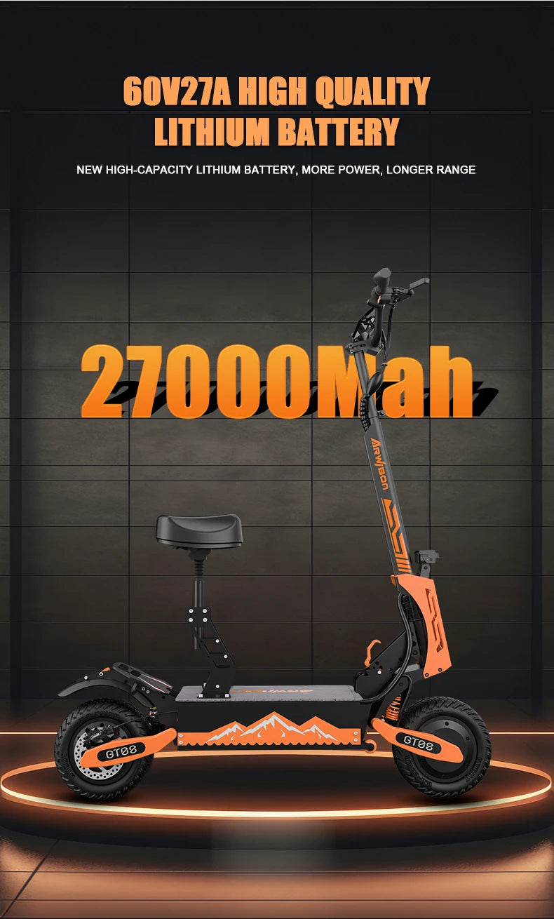 Arwibon 5600W Adult Electric Scooter Dual Motor Top Speed 46MPH,60V27AH, 11-inch Off-Road Tires Sport Folding eScooter with Seat
