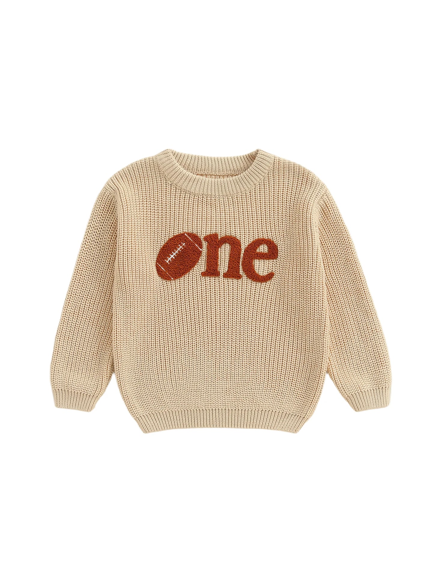 Infant Birthday Pullovers with Long Sleeves and Round Neckline Featuring Football Embroidery Cute Toddler Sweatshirts for