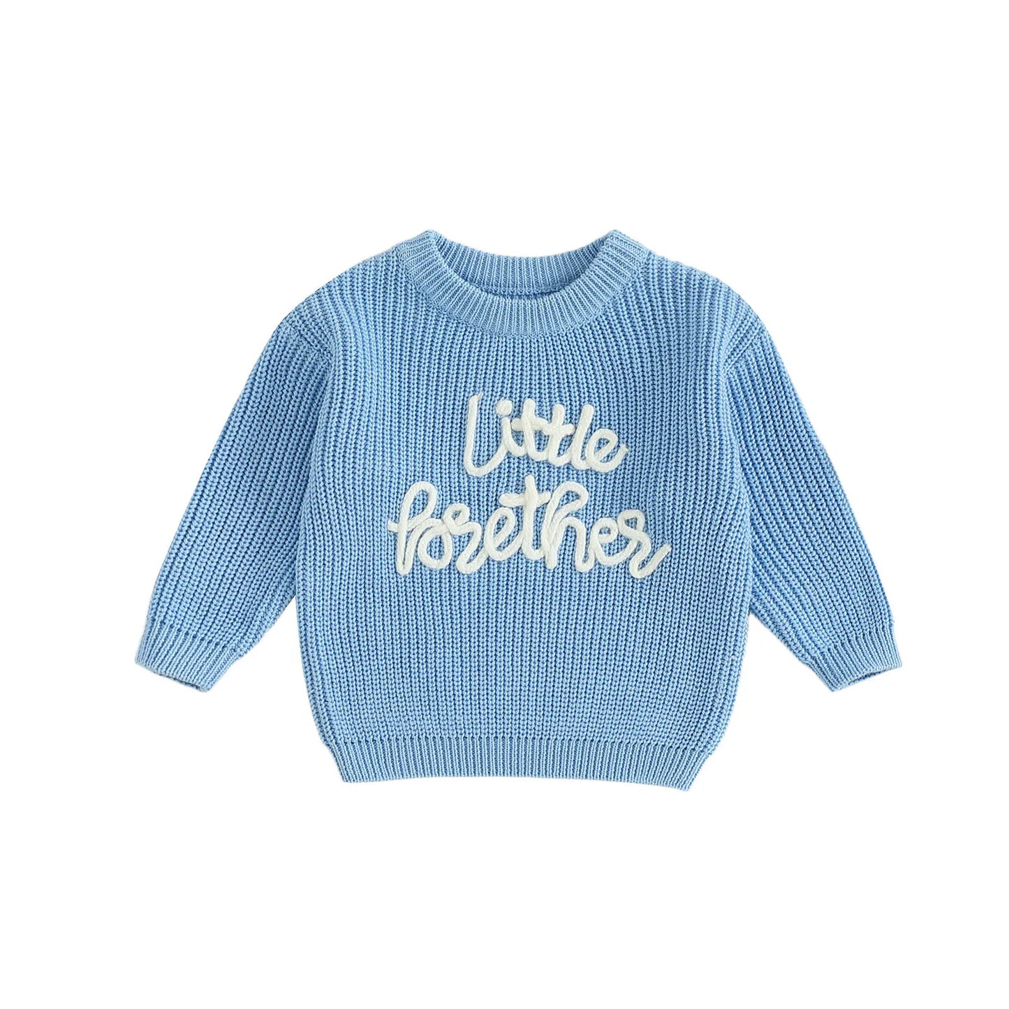 Infant Boy s Pullover Sweater with Long Sleeves Crew Neck and Embroidered Letters - Newborn Knit Top for Fall Winter