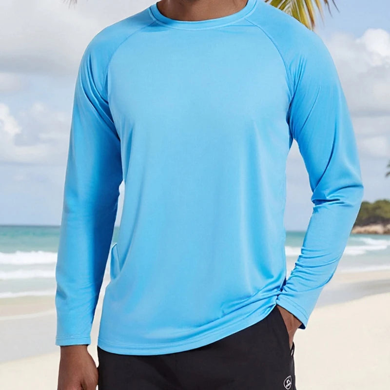 Men s Performance Long Sleeve T-shirts with UPF 50 Sun Protection for Outdoor Activities like Hiking Running and Workouts