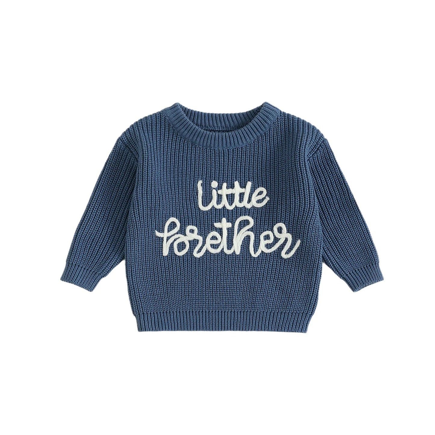 Infant Boy s Pullover Sweater with Long Sleeves Crew Neck and Embroidered Letters - Newborn Knit Top for Fall Winter