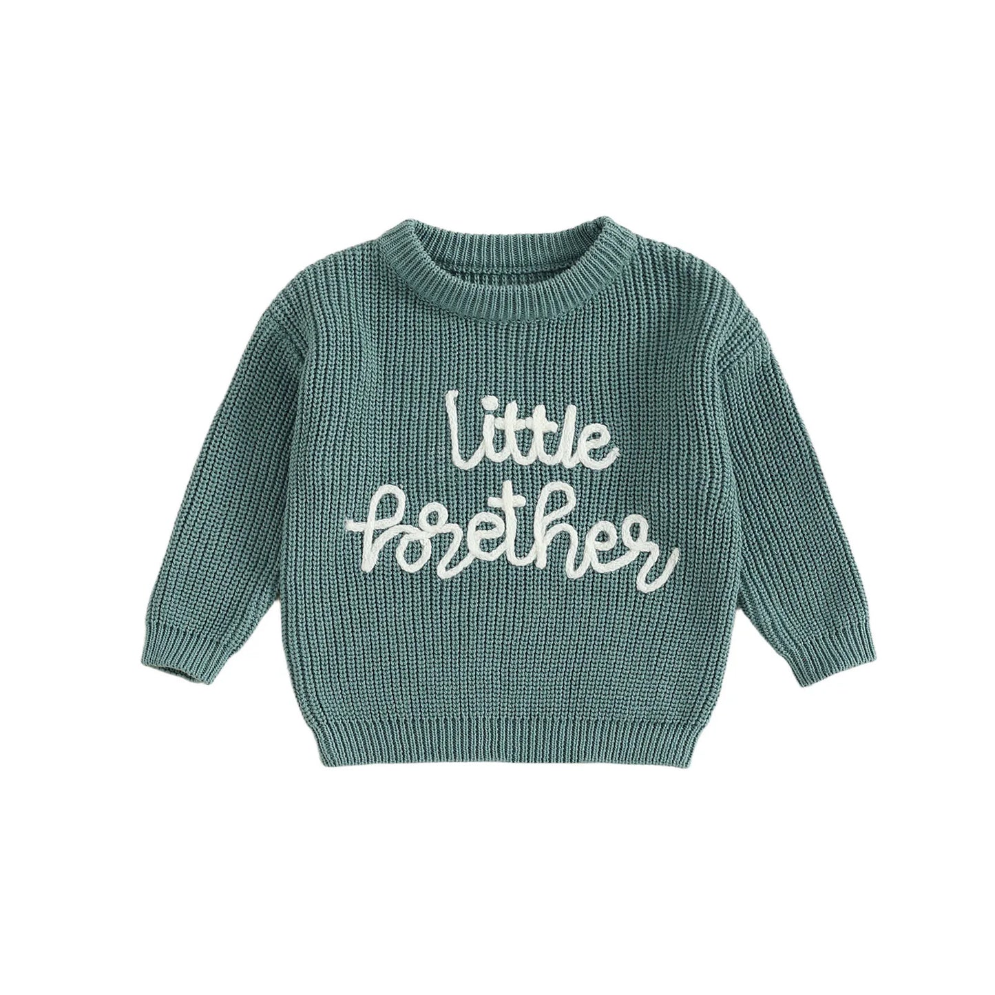 Infant Boy s Pullover Sweater with Long Sleeves Crew Neck and Embroidered Letters - Newborn Knit Top for Fall Winter