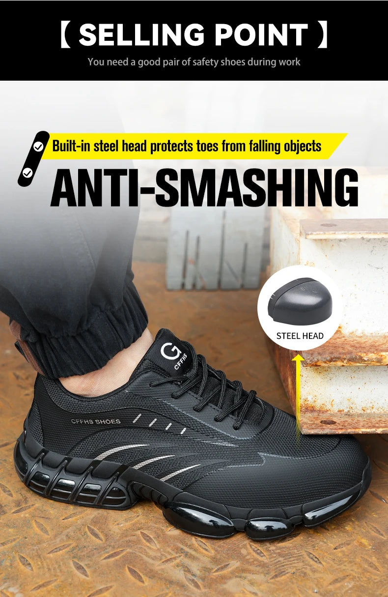 Breathable, lightweight and comfortable anti-smash and anti-puncture safety shoes