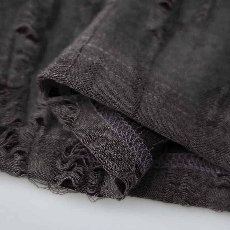 Men s Casual Short Sleeve T-Shirts with Vintage Distressed Texture and Stylish Button Lapel V Neck Design for Summer Wear