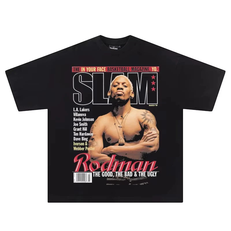 Hip Hop Streetwear Men Tshirts Basketball Star Print T Shirt 100%Cotton Breathable Tees Unisex Oversized Casual Y2K Clothes