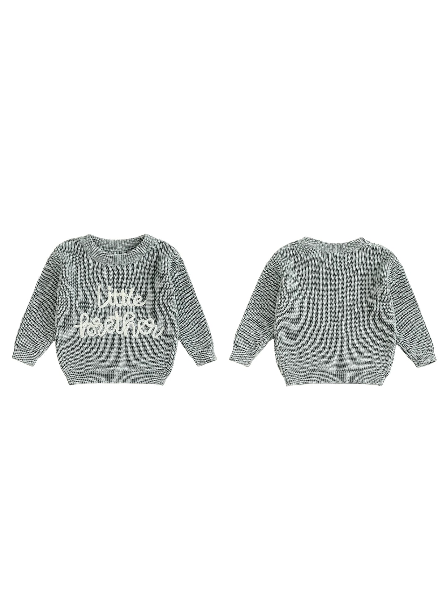 Infant Boy s Pullover Sweater with Long Sleeves Crew Neck and Embroidered Letters - Newborn Knit Top for Fall Winter