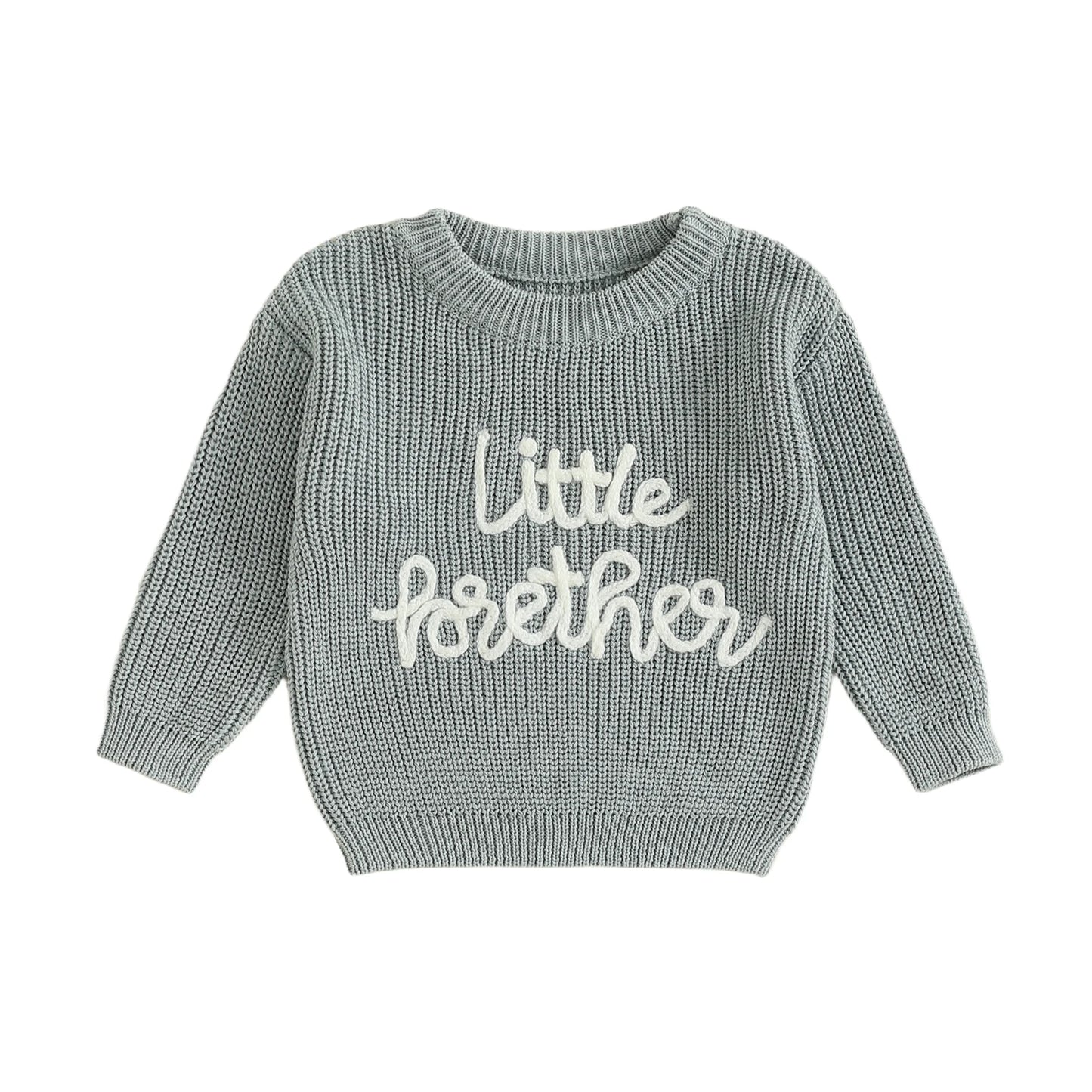 Infant Boy s Pullover Sweater with Long Sleeves Crew Neck and Embroidered Letters - Newborn Knit Top for Fall Winter