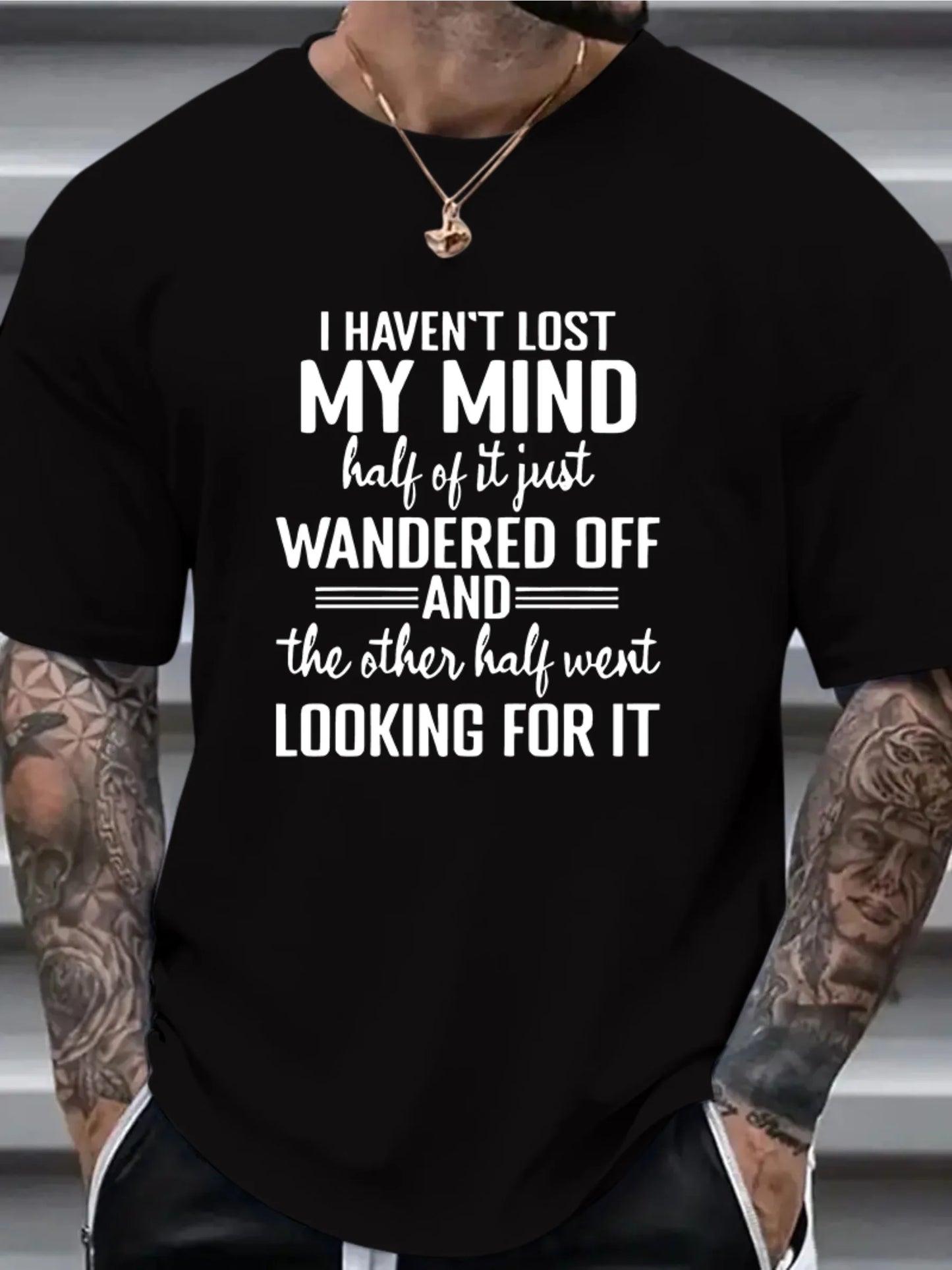Fashionable Large Size Mens Casual T-shirt Before I Lose My Mind Slogan Print