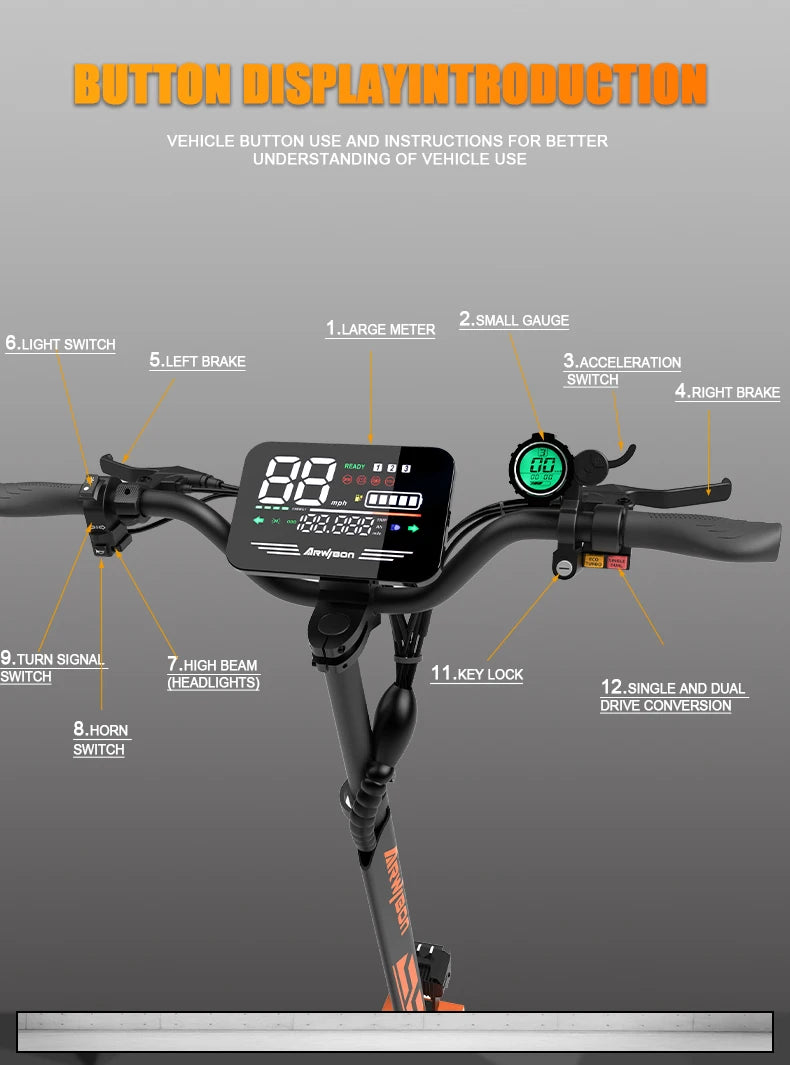 Arwibon 5600W Adult Electric Scooter Dual Motor Top Speed 46MPH,60V27AH, 11-inch Off-Road Tires Sport Folding eScooter with Seat
